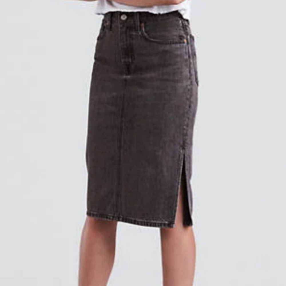 Levi’s Grey Midi Side Slit Denim Skirt Size 25